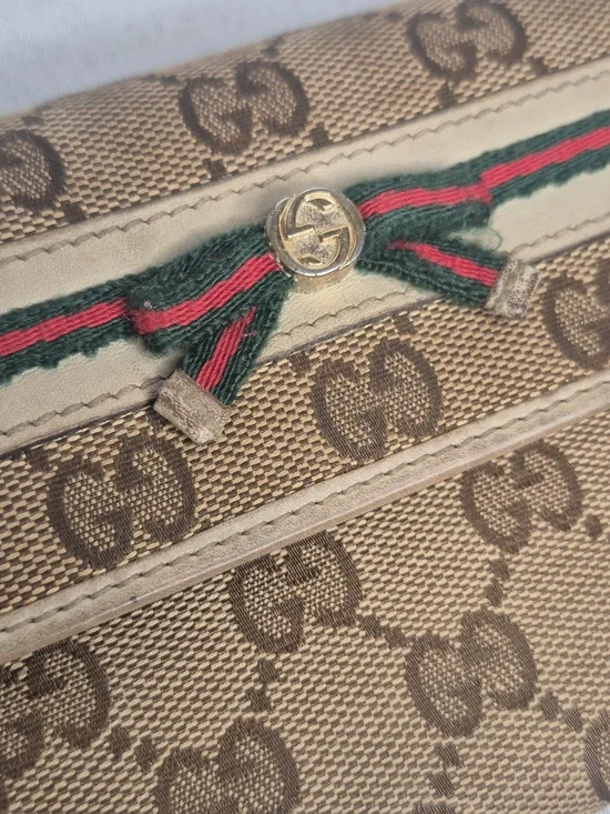Gucci Beige Brown GG Supreme Continental Wallet with Green-Red Web - Picture 5 of 17